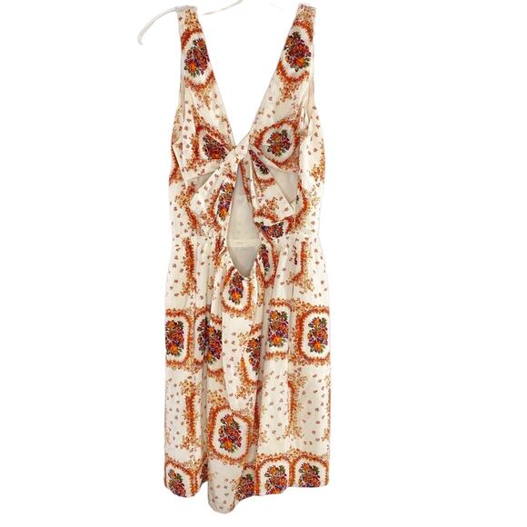 Madewell 100% Silk sleeveless fully lined twist open back patterned dress size 6 - Picture 8 of 10